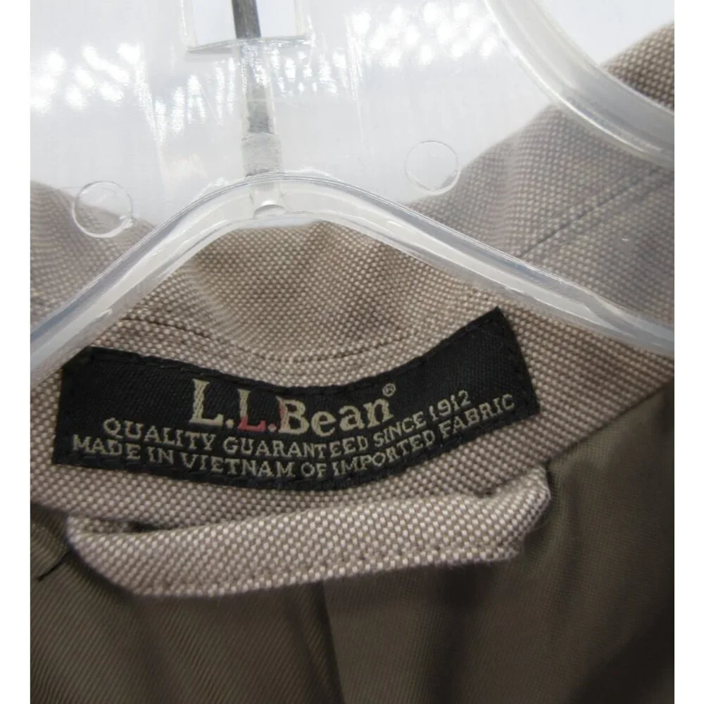 LL Bean Sport Coat 44 Taupe Field Blazer Safari Utility Jacket Canvas